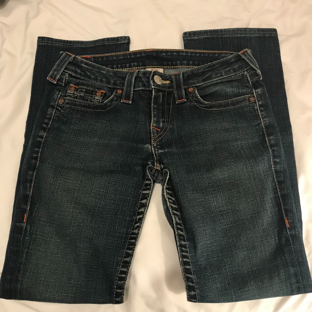 True Religion Dark Wash Straight Leg Jeans Size 28